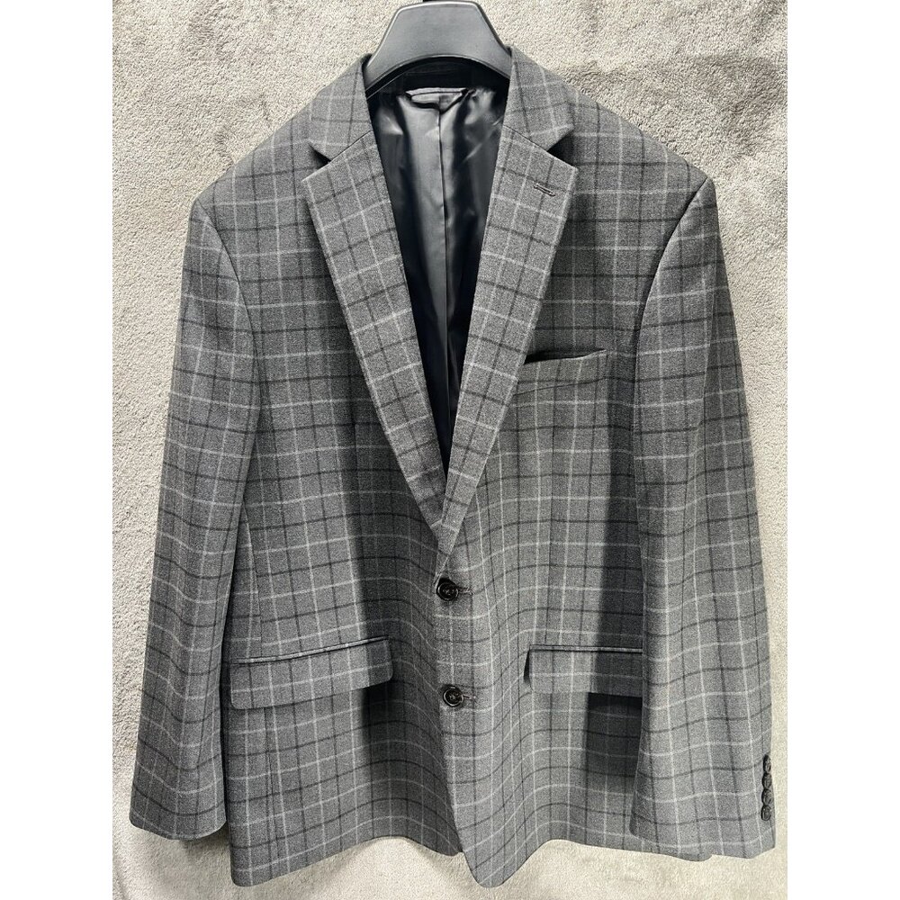 Ralph Lauren Chaps Blazer Men’s 44R Gray Plaid Jacket Sports Coat Check Preppy
